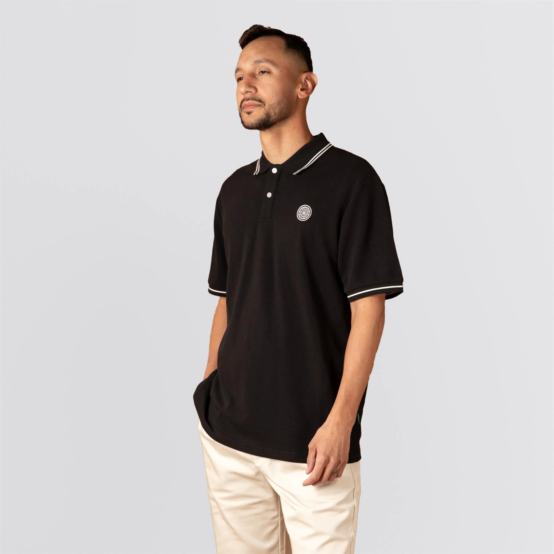 Fairway Applique Pique Polo Black - Image 2