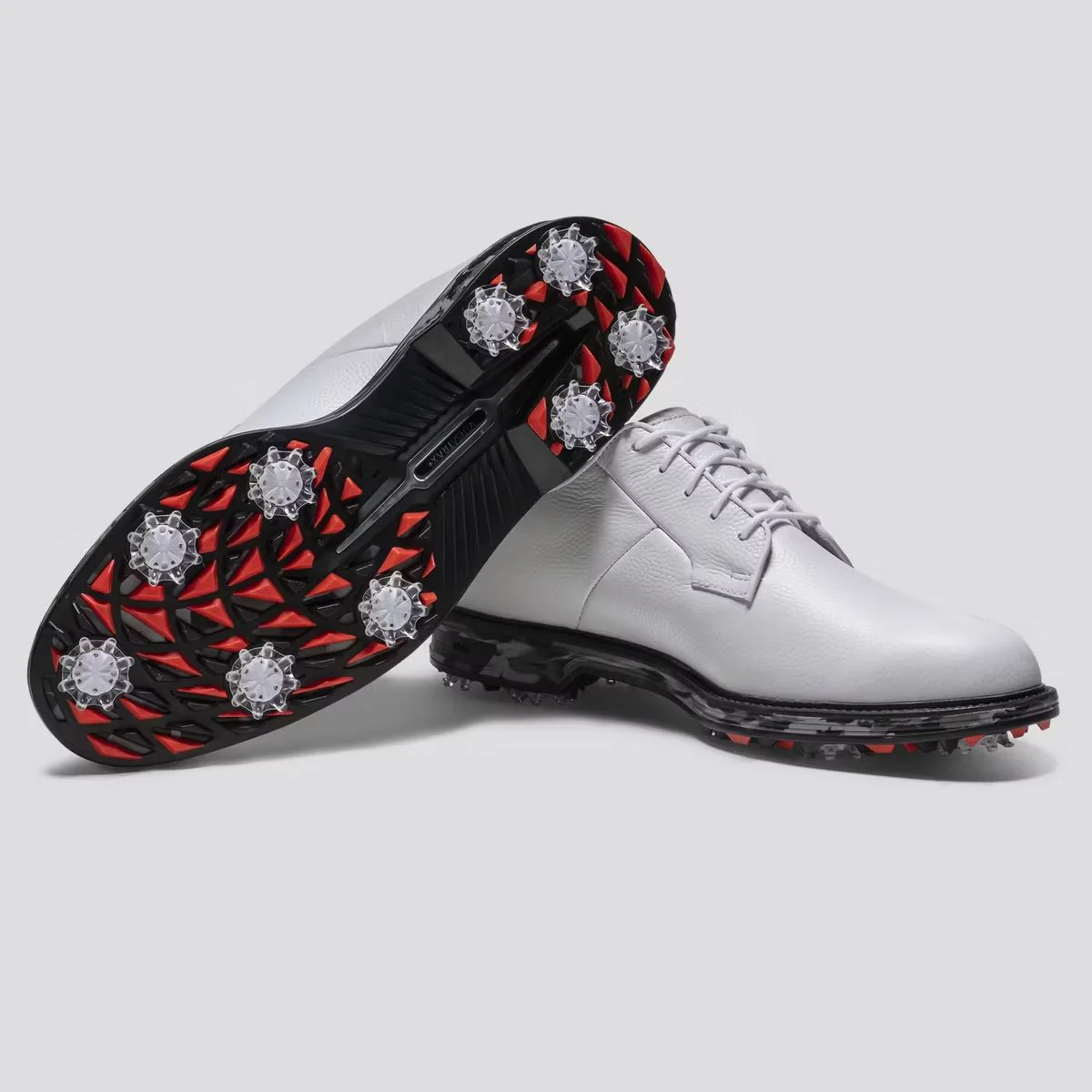 Premiere Series Field Golf Shoes Cleated Laced Golf Shoes White/Black/Red - Image 4