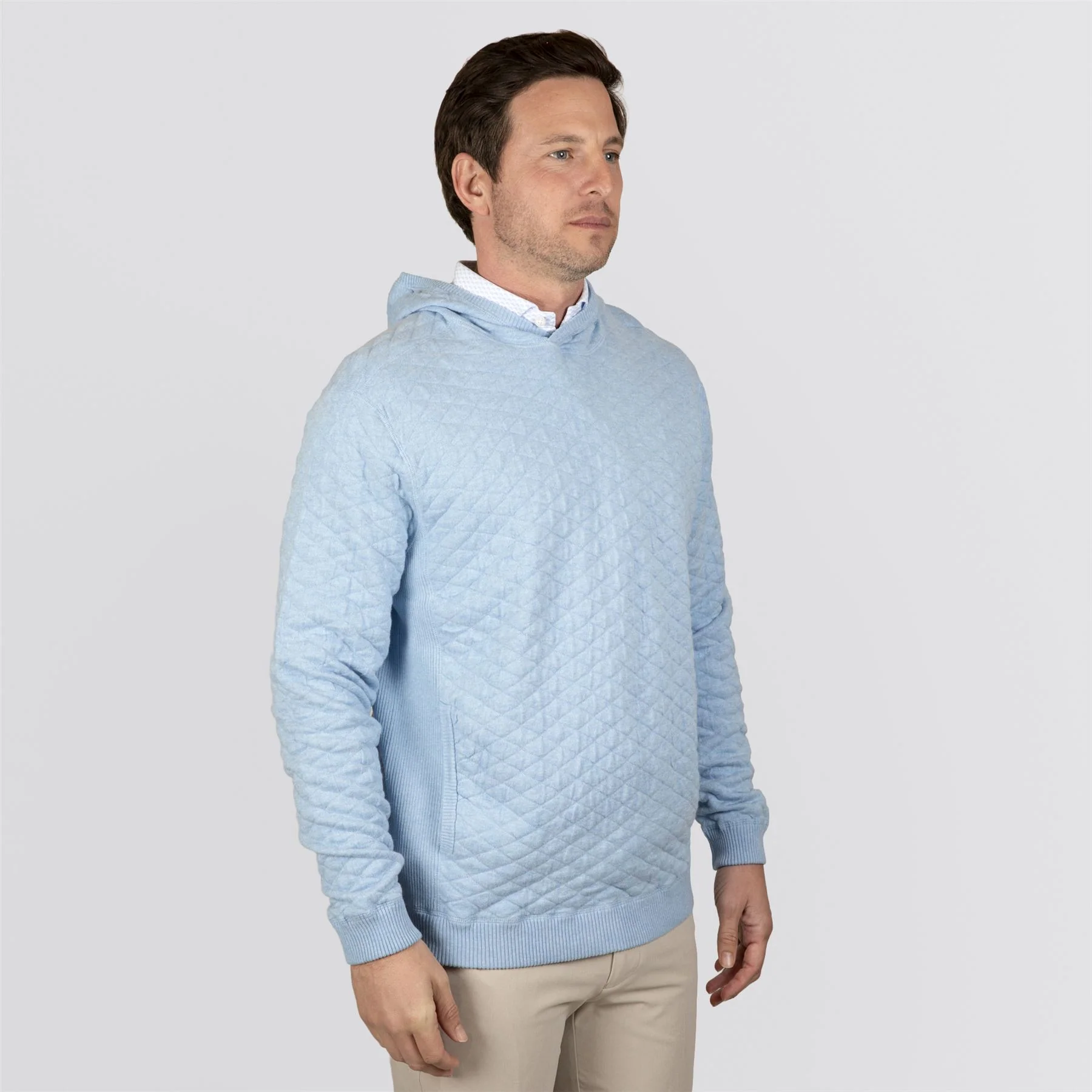 The Wallace Hooded Sweater Heathered Vista Blue - Image 2