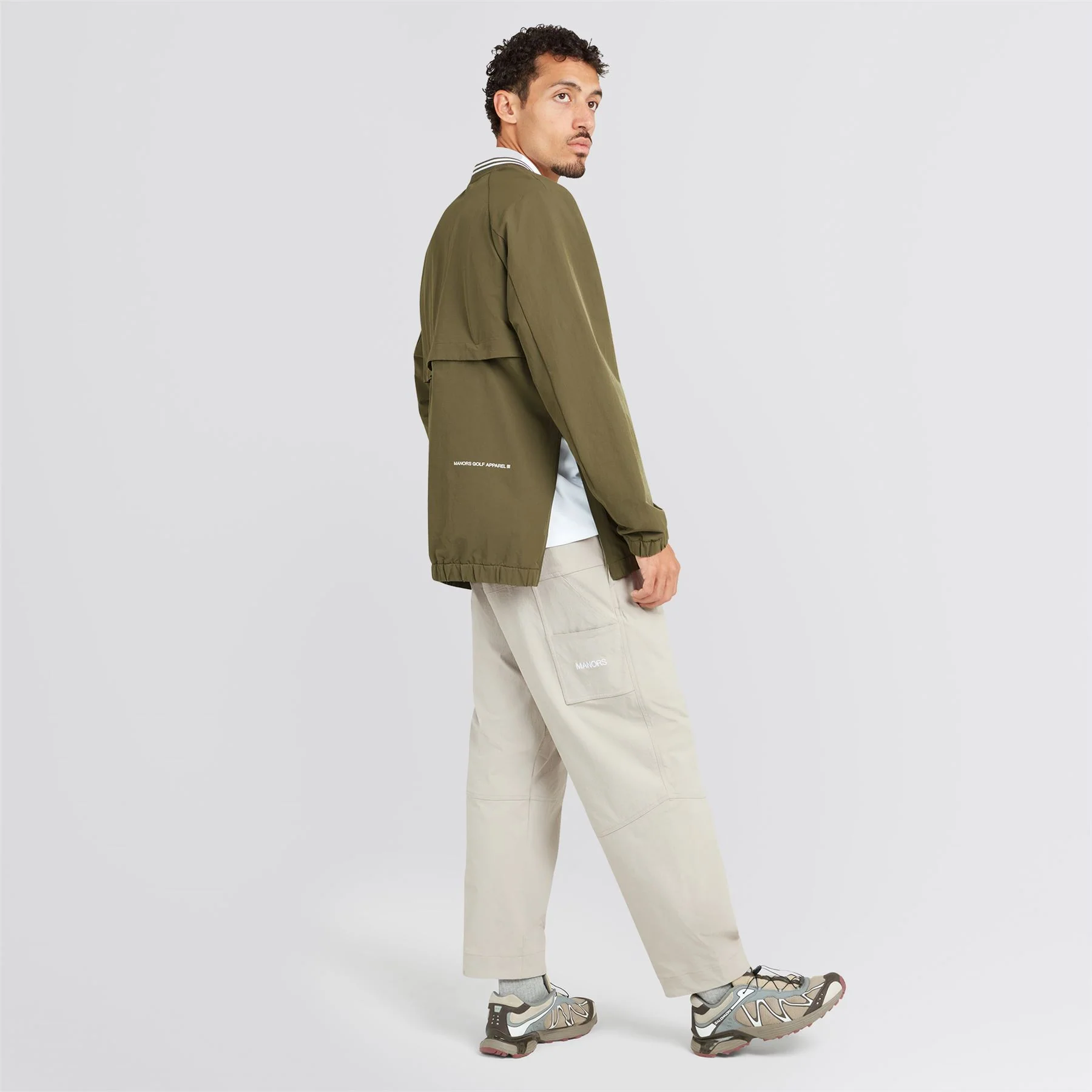 V-Neck Pullover Windbreaker Dark Olive - Image 5