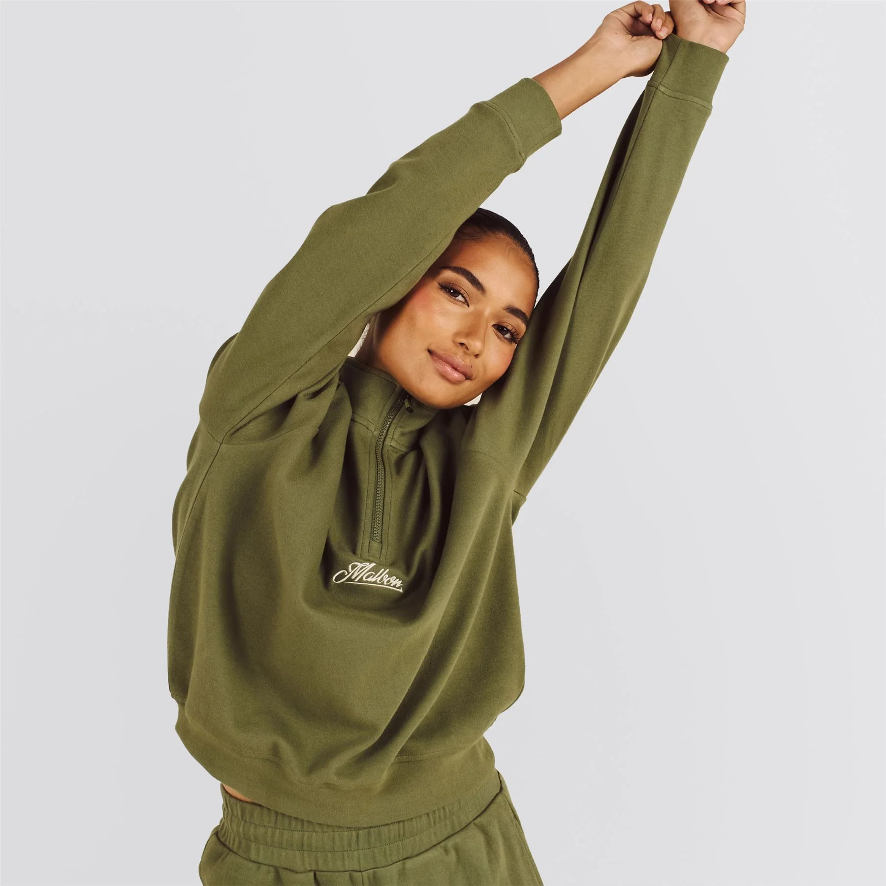Womens Cleo Half Zip Sweatshirt Olivine - Image 2