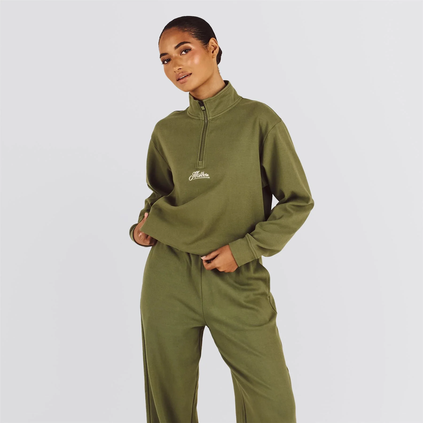 Womens Cleo Half Zip Sweatshirt Olivine - Image 3