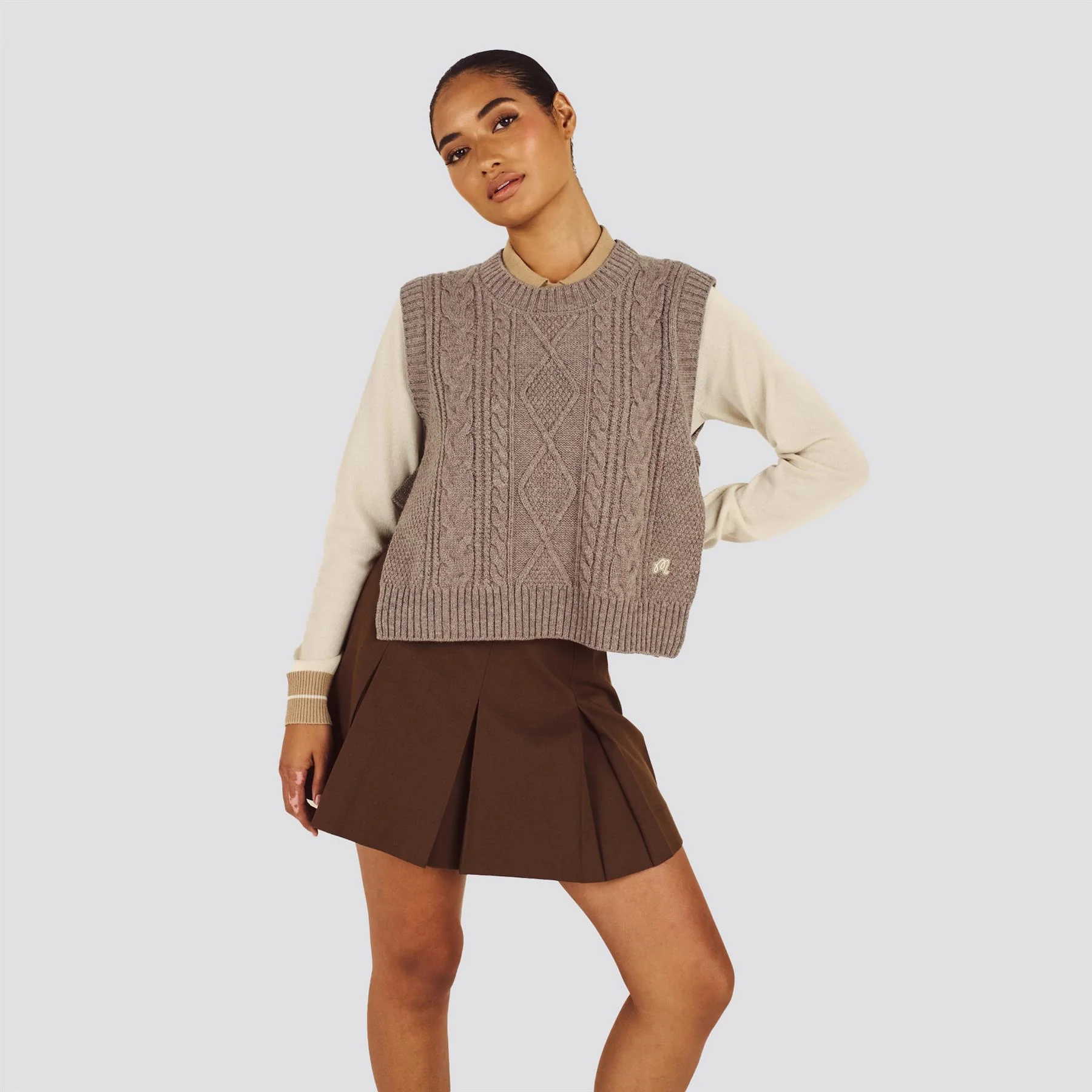 Womens Elspeth Sweater Vest Light Brown