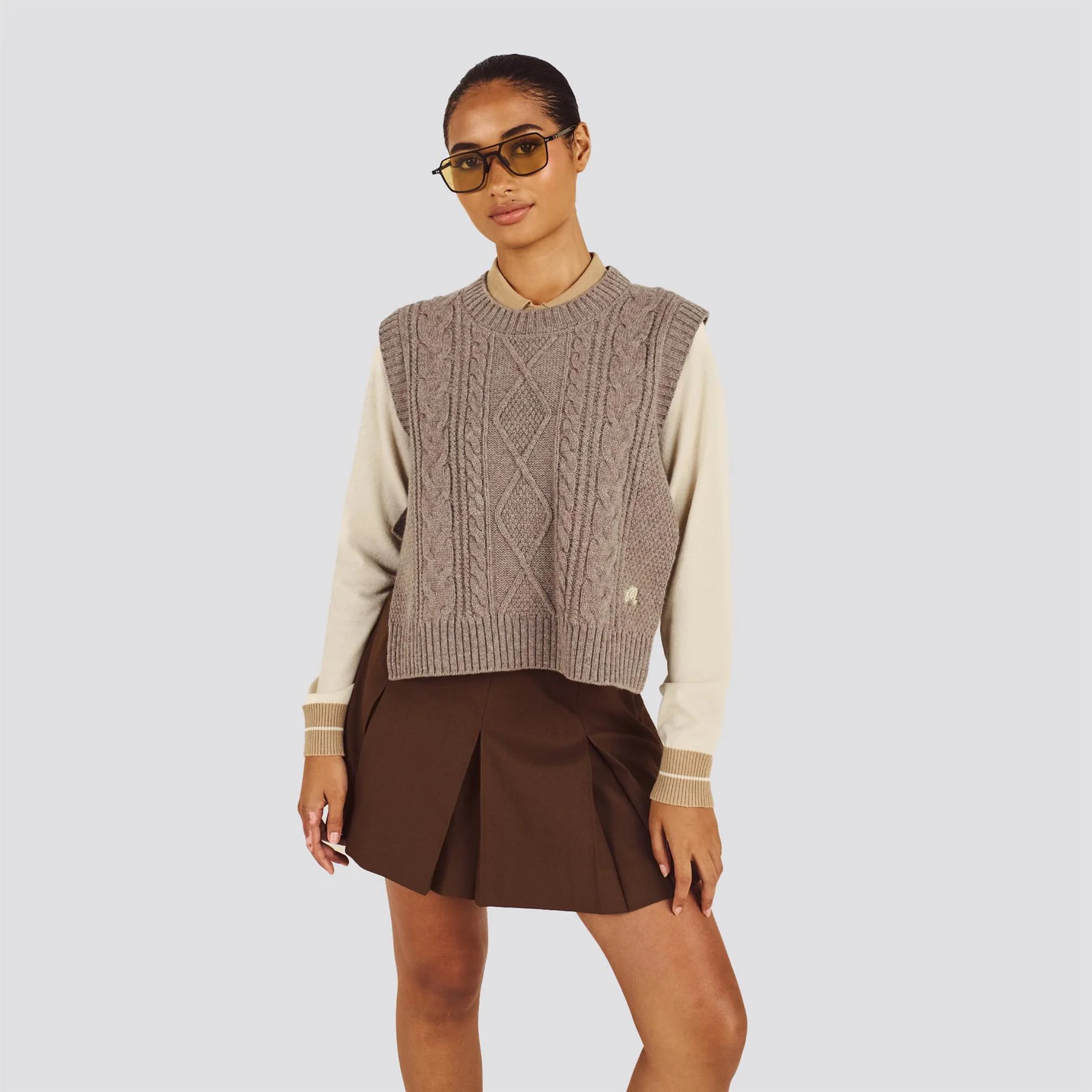 Womens Elspeth Sweater Vest Light Brown - Image 2