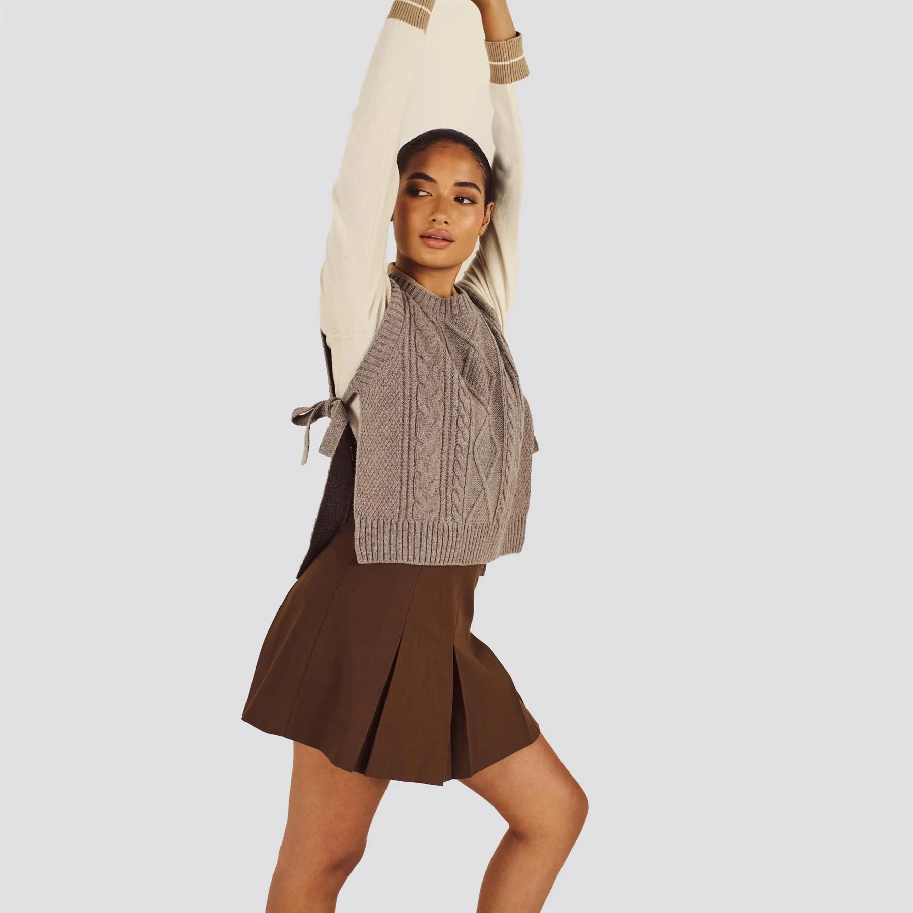 Womens Elspeth Sweater Vest Light Brown - Image 3