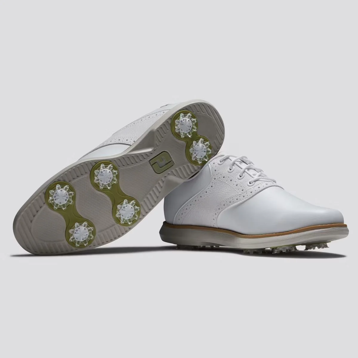 Womens FJ Traditions Cleated Laced Golf Shoes White/Grey - Image 4