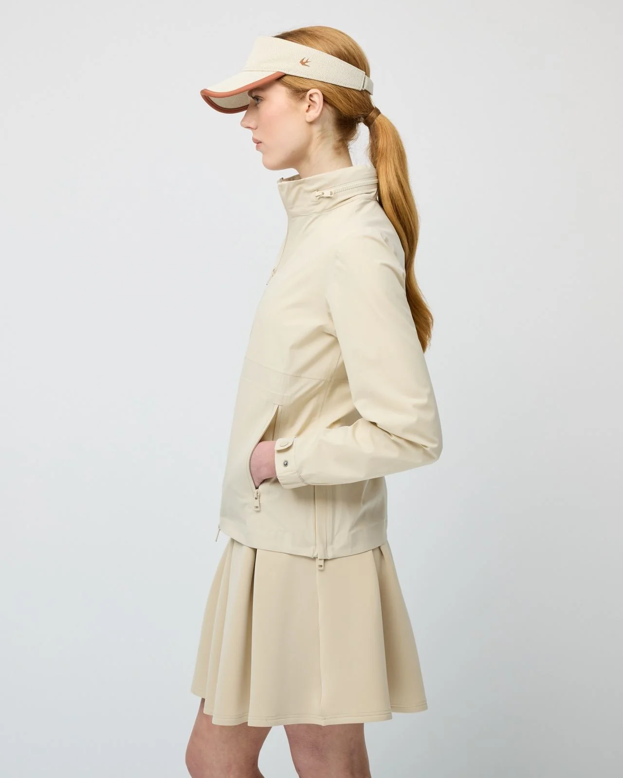 Womens Full Zip Rain Jacket Light Tan - Image 3