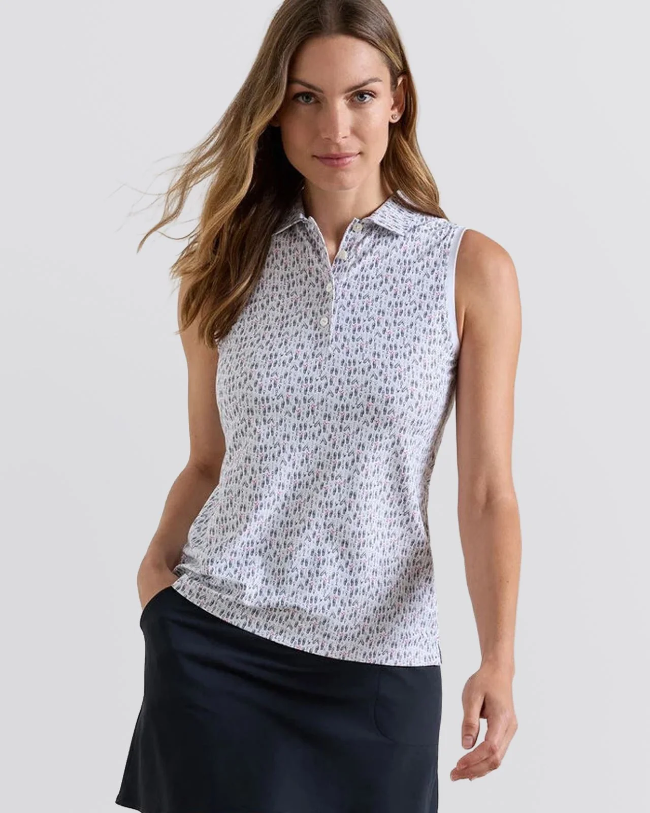 Womens Poppies In Play Banded Sport Mesh Polo
