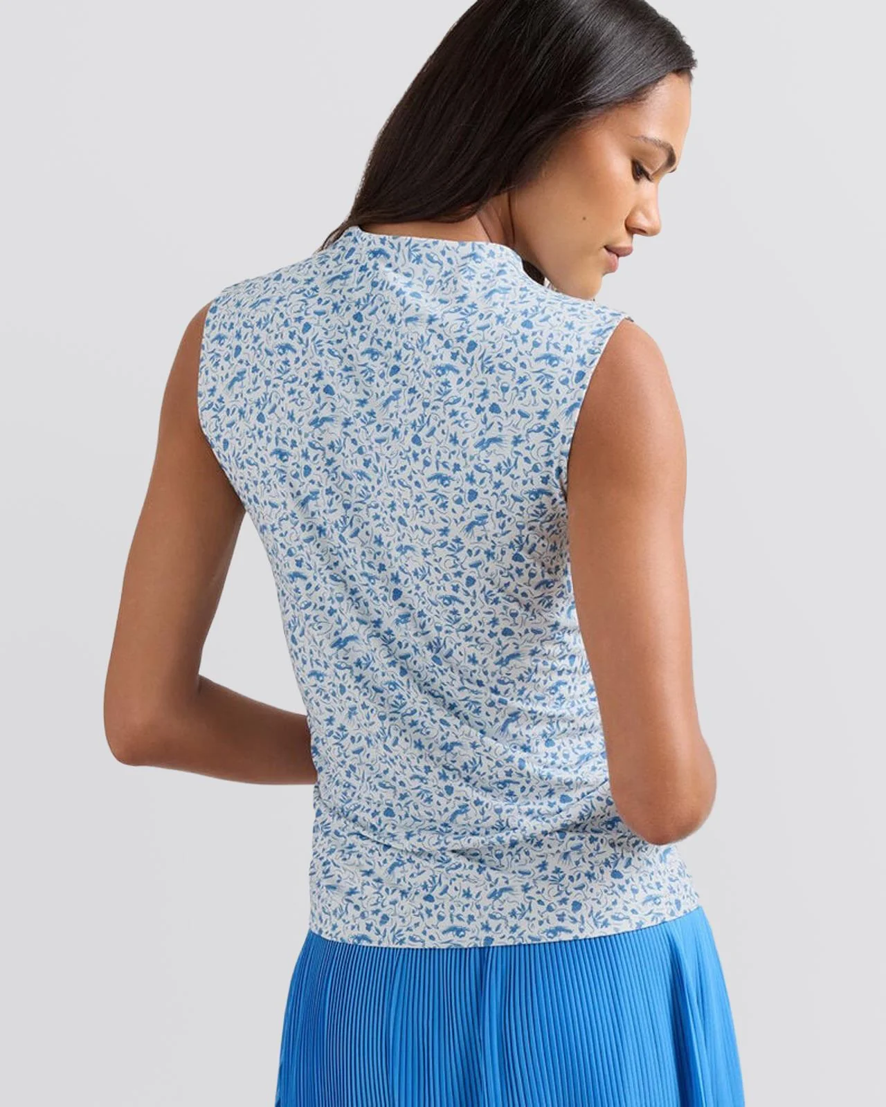 Womens Rachel Vino Flora Ruched Sleeveless Top Blue Starling - Image 2